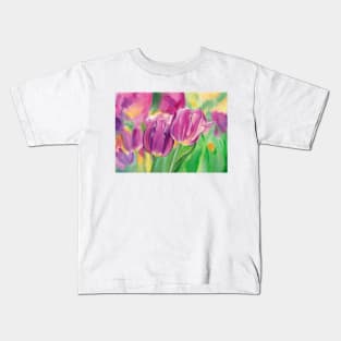 Watercolor bright tulips Kids T-Shirt